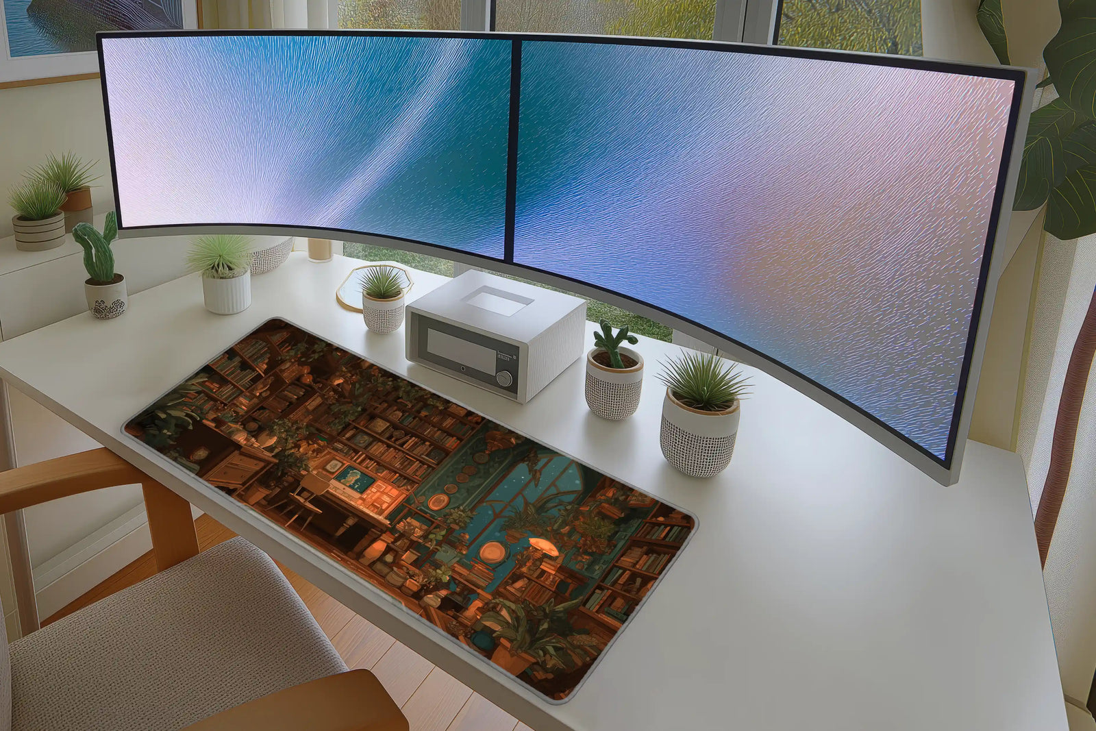 Cozy Library Study Room Aesthetic Mousepad