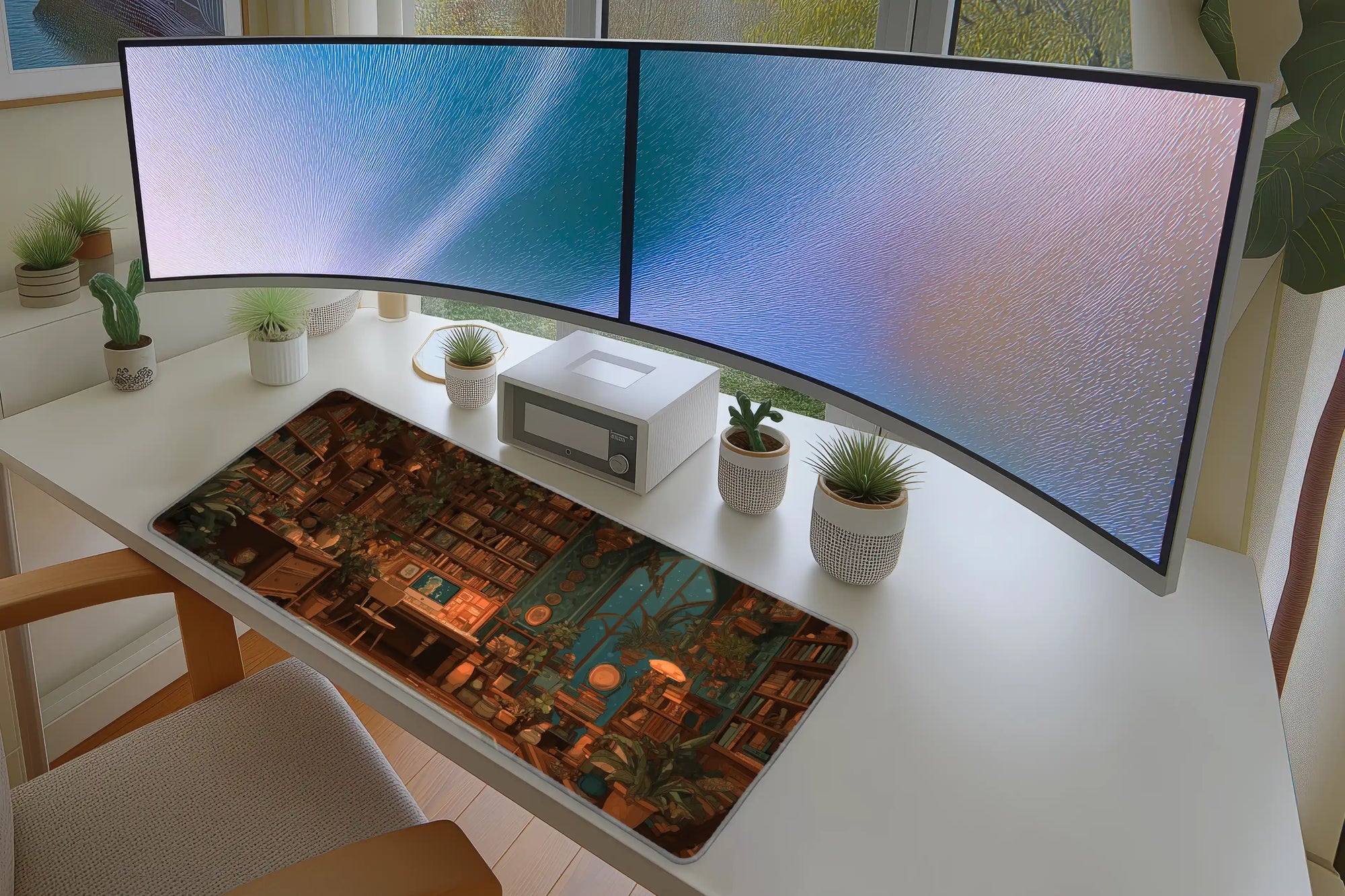 Cozy Library Study Room Aesthetic Mousepad