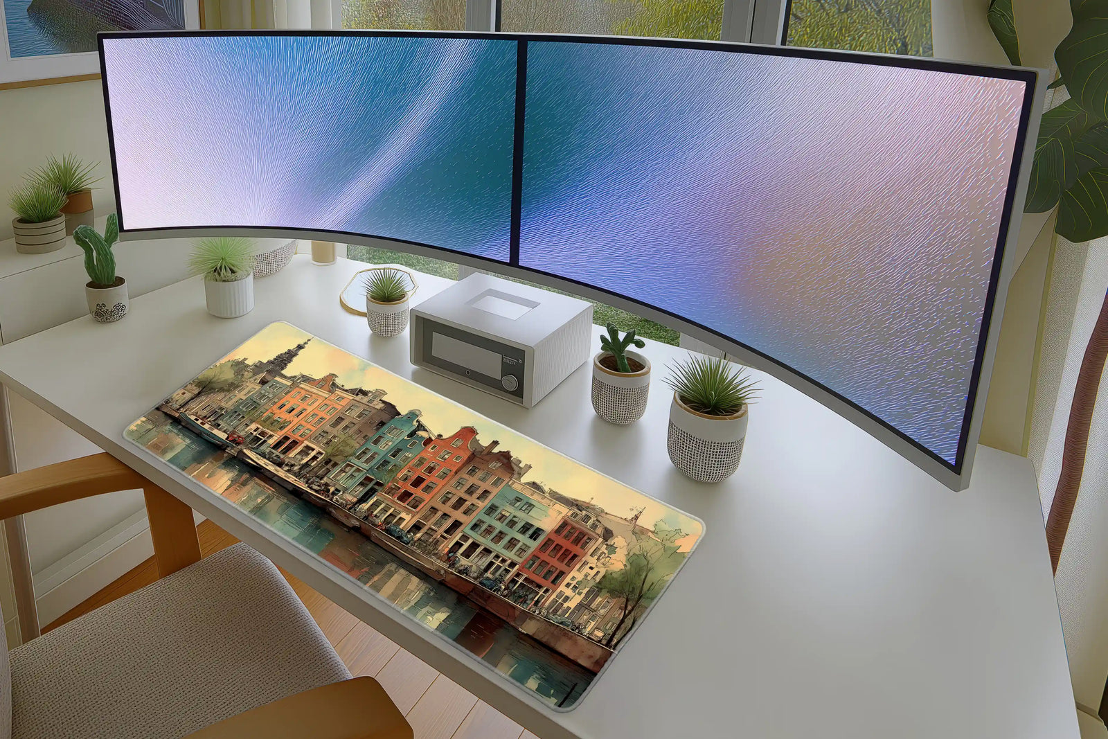 Amsterdam Canal Mousepad – Colorful European Cityscape Art