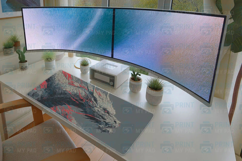 White Fire Dragon Mousepad – Epic Mythical Creature Art