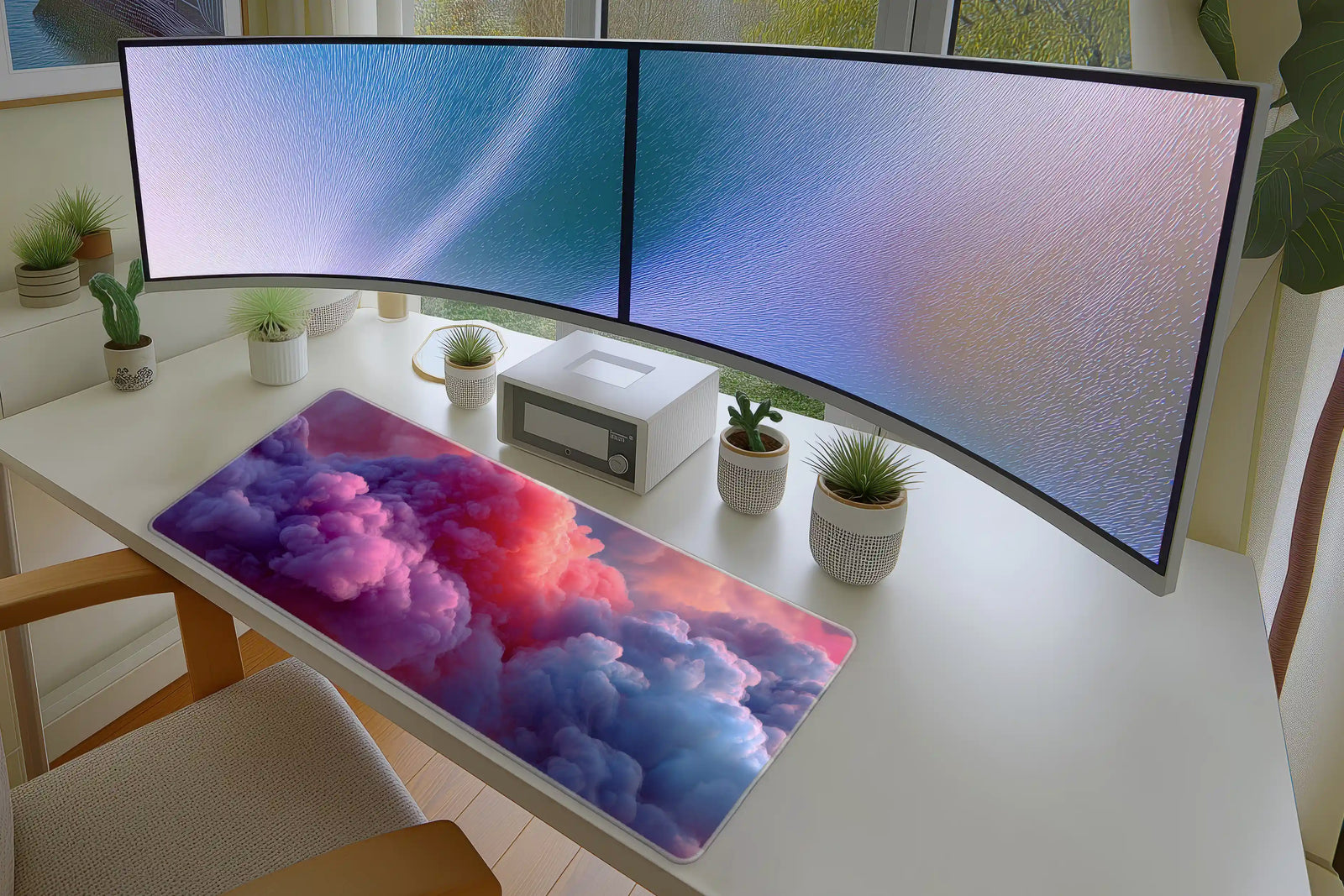 Dreamy Pink & Purple Cloud Mousepad – Abstract Sky Aesthetic