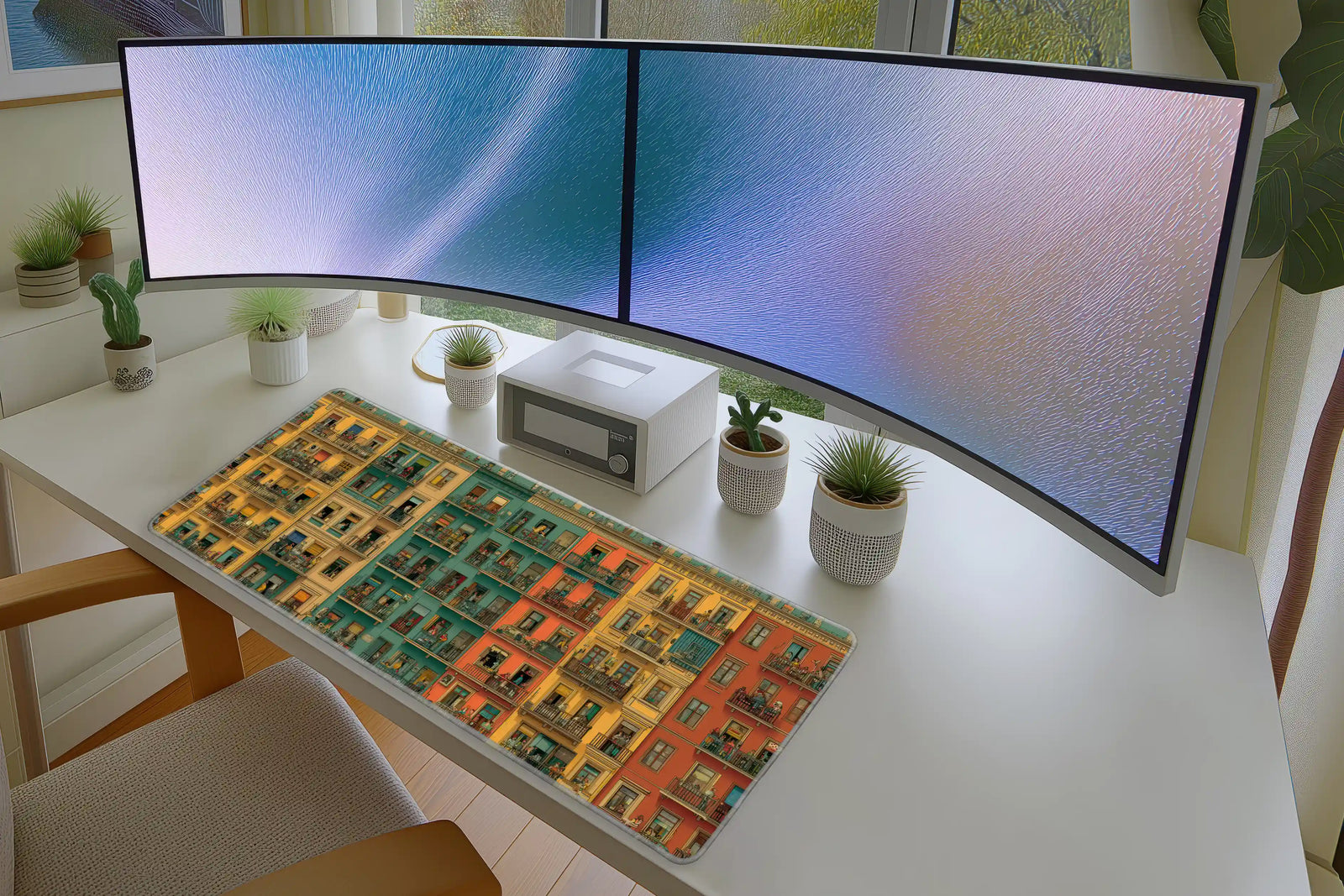 Colorful Apartment Mousepad – Urban Balcony Scene Art