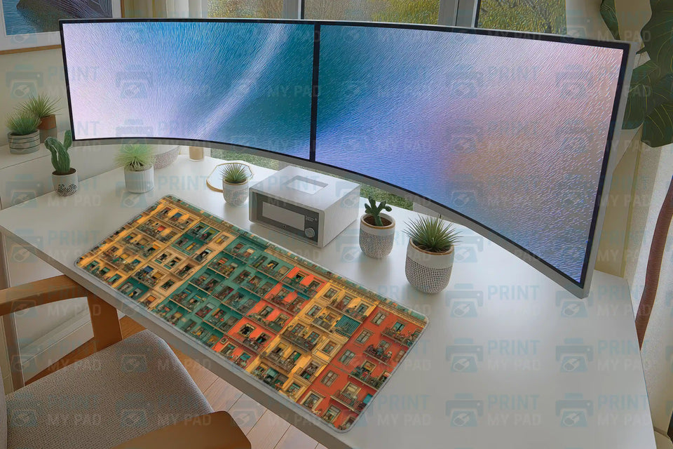 Colorful Apartment Mousepad – Urban Balcony Scene Art