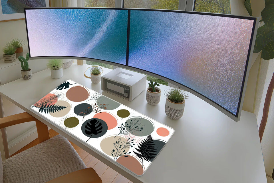 Minimalist Botanical – Leaf Abstract desk mat artwork and product view