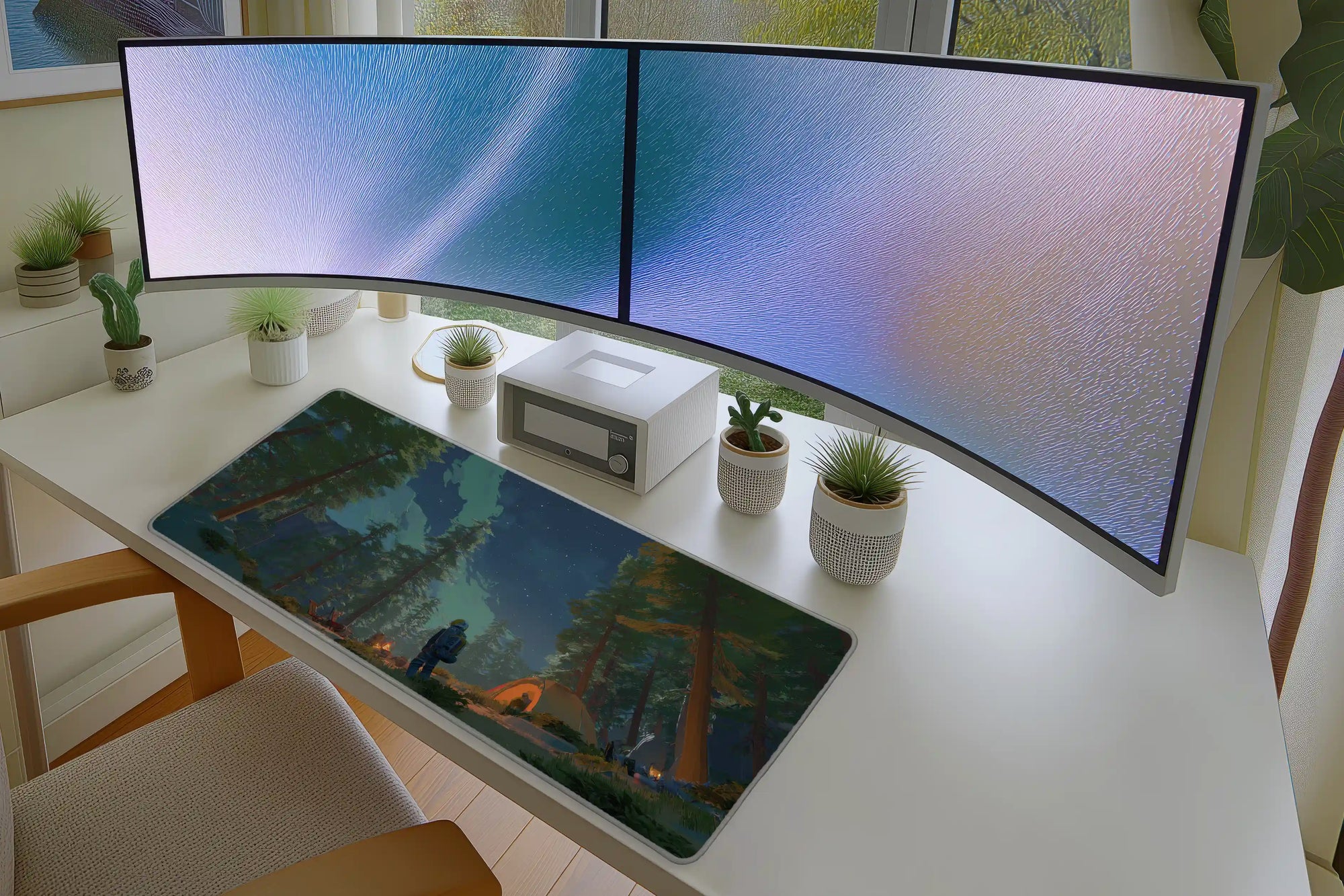 Starry Forest Camping Mousepad – Cozy Night Under the Pines