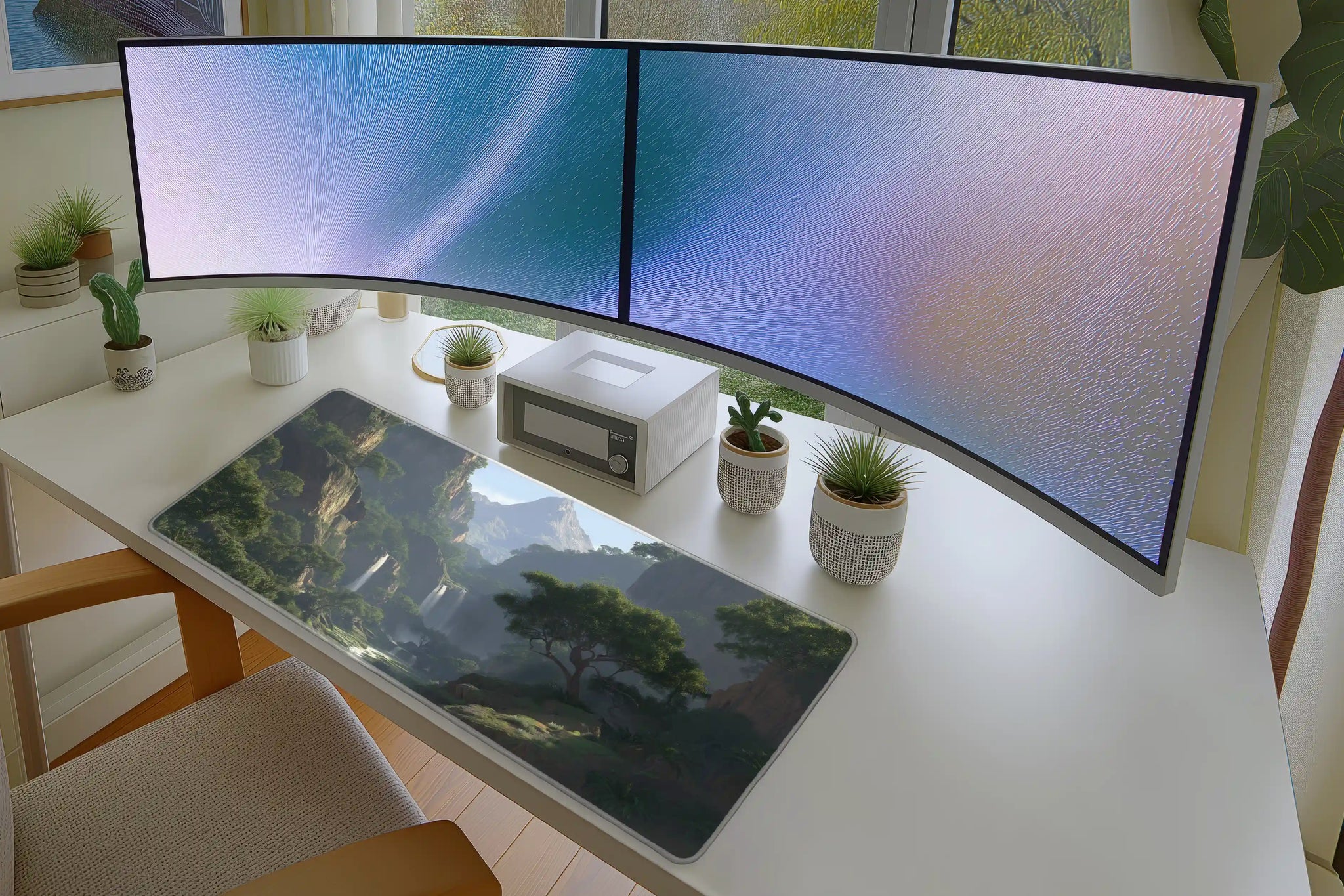 Serene Mountain Valley Mousepad – Waterfall Nature Desk Mat