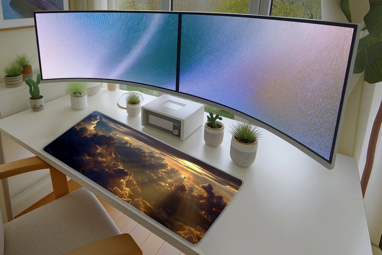 Golden Cloudscape Mousepad – Dreamy Sunset Sky Design