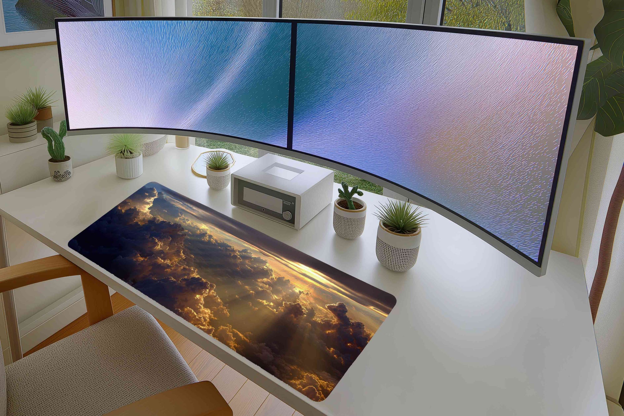 Golden Cloudscape Mousepad – Dreamy Sunset Sky Design