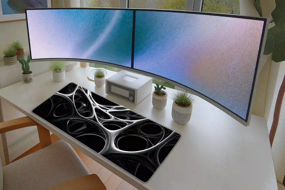 Chrome Web Y2K Abstract Cyber Aesthetic Desk Mat