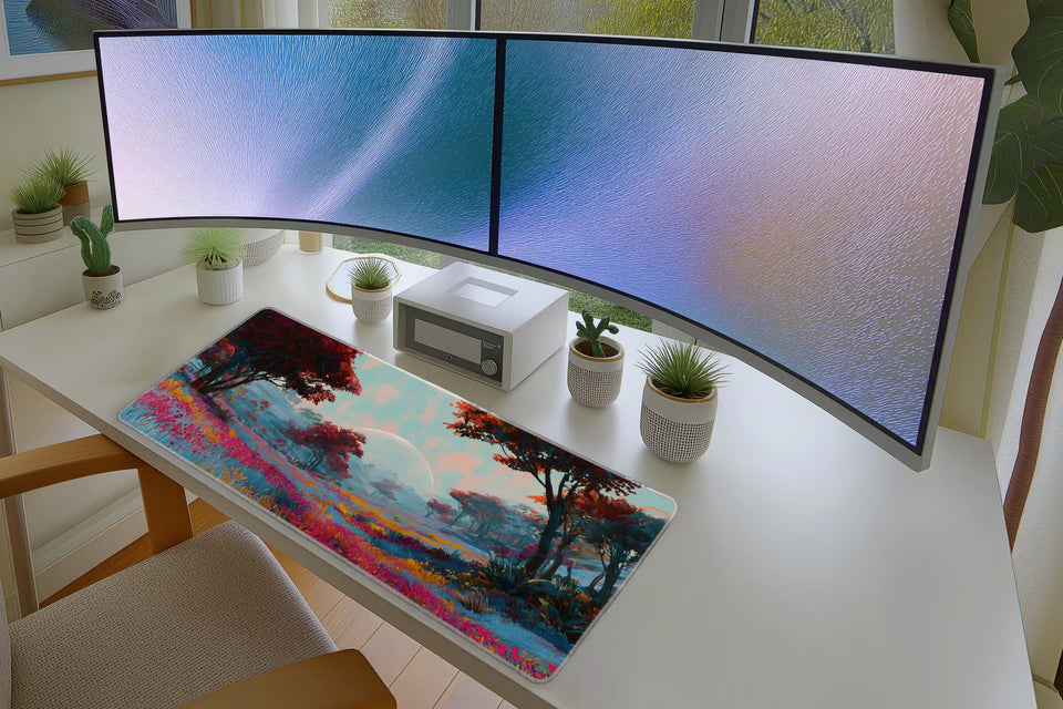 Alien Meadow Mousepad – Vivid Fantasy Landscape Design