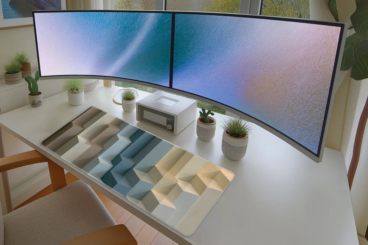 3D Geometric Block – Modern Abstract desk mat artwork and product view