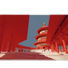 Red Temple Architectural Art Mousepad