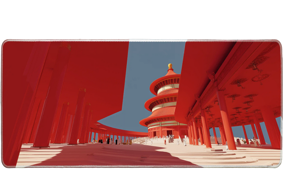 Red Temple Architectural Art Mousepad