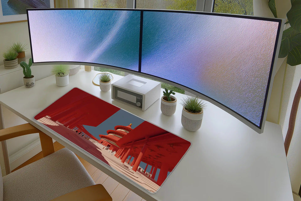 Red Temple Architectural Art Mousepad
