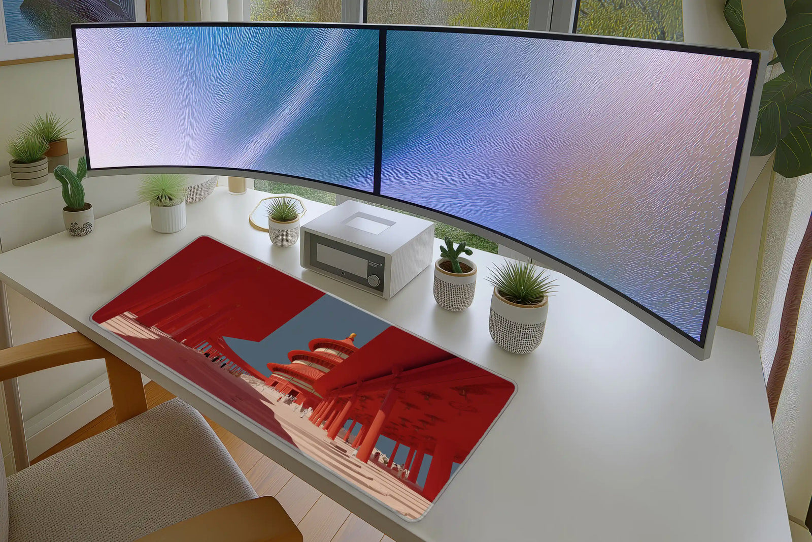 Red Temple Architectural Art Mousepad