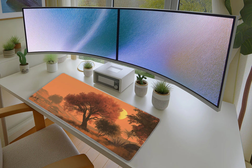 Golden Sunset Autumn Tree Landscape Mousepad