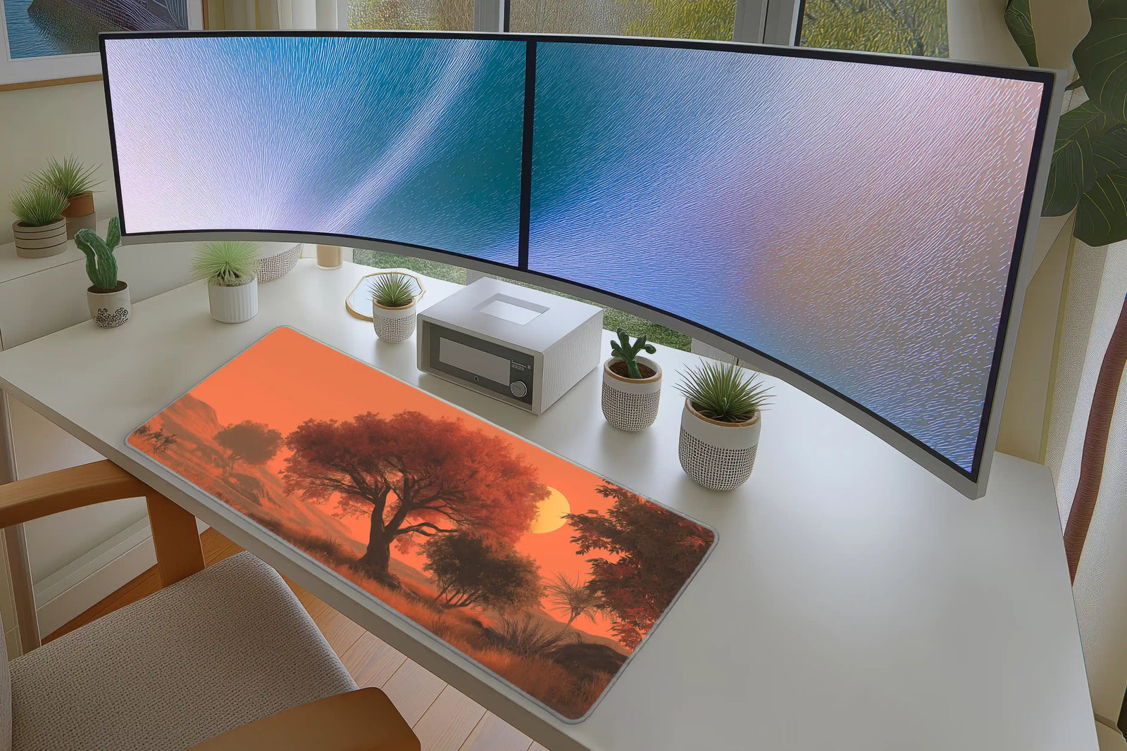 Golden Sunset Autumn Tree Landscape Mousepad