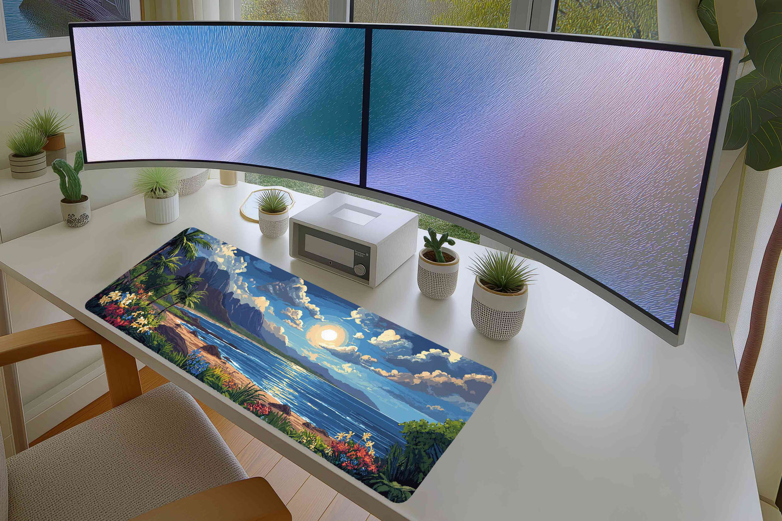 Pixel Beach Sunrise Mousepad – Coastal Retro Vibes