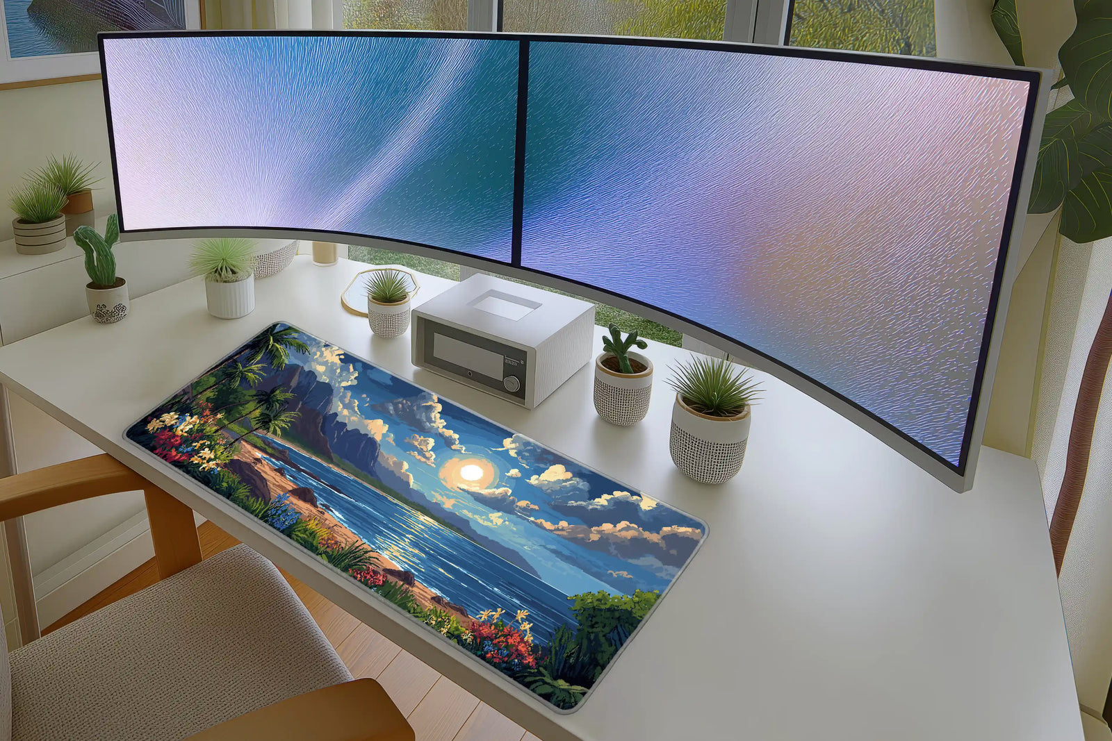 Pixel Beach Sunrise Mousepad – Coastal Retro Vibes