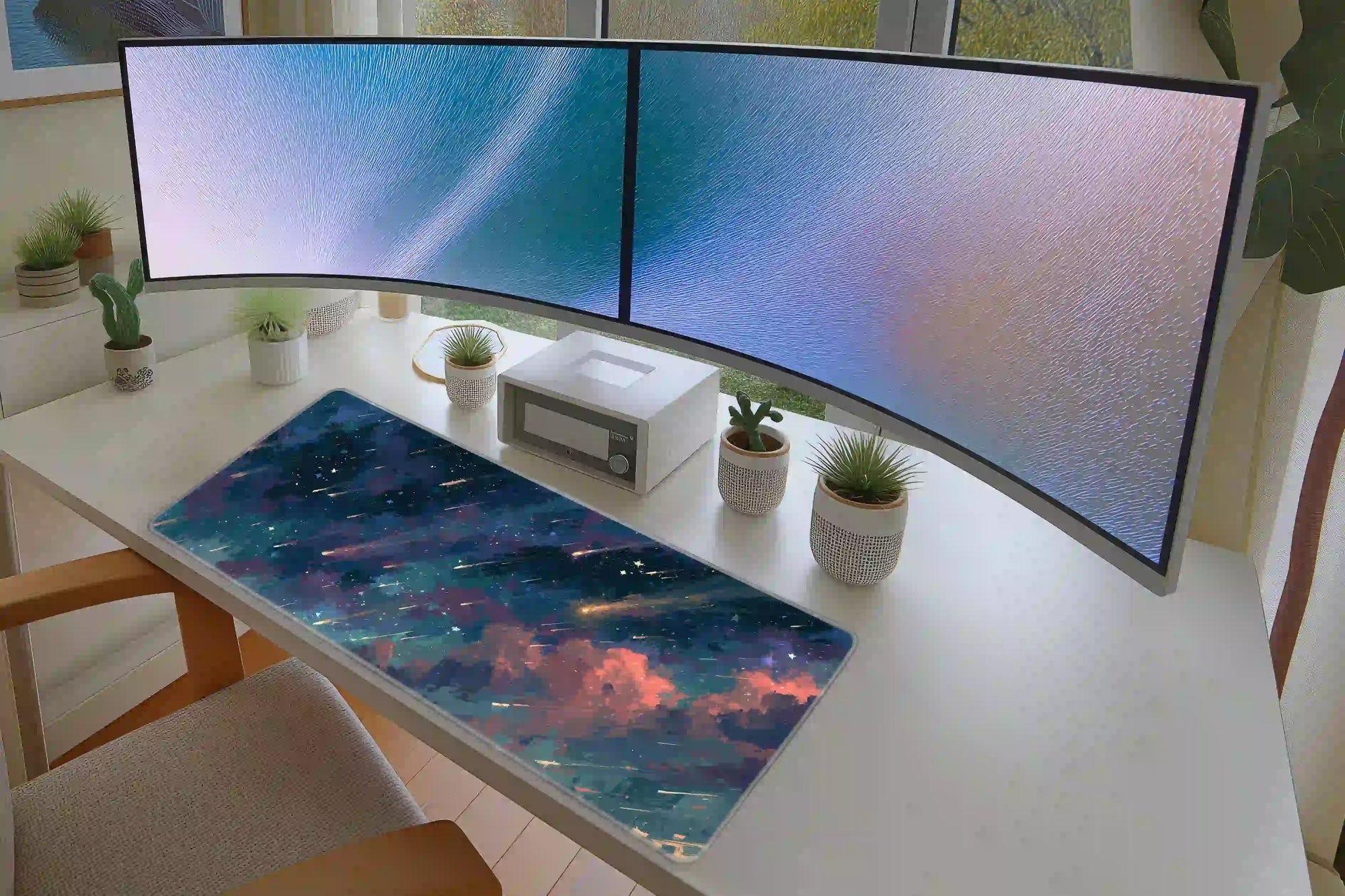 Meteor Shower Galaxy Abstract Space Desk Mat