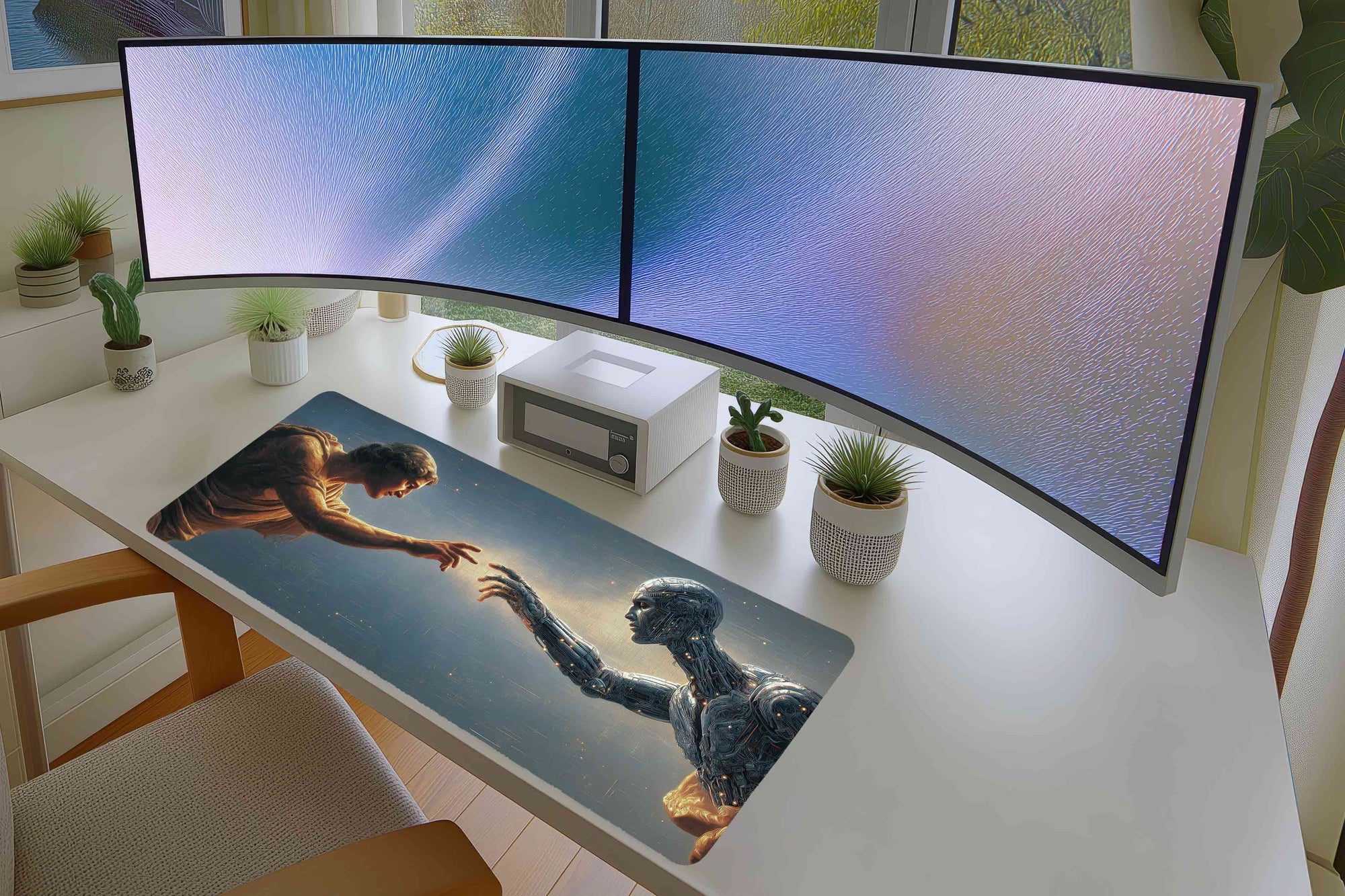 Human vs. Machine Mousepad – Classical & Futuristic Fusion Art
