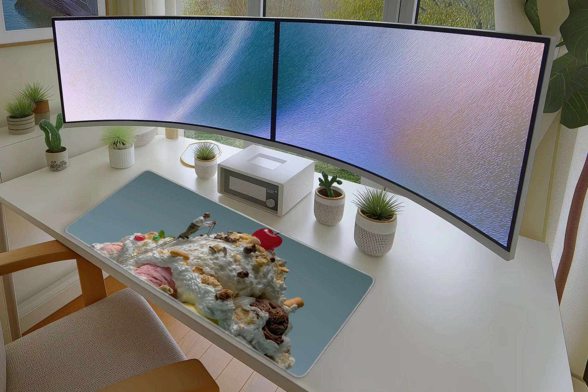 Mini Explorer on Ice Cream Mountain Mousepad – Fun Desk Art