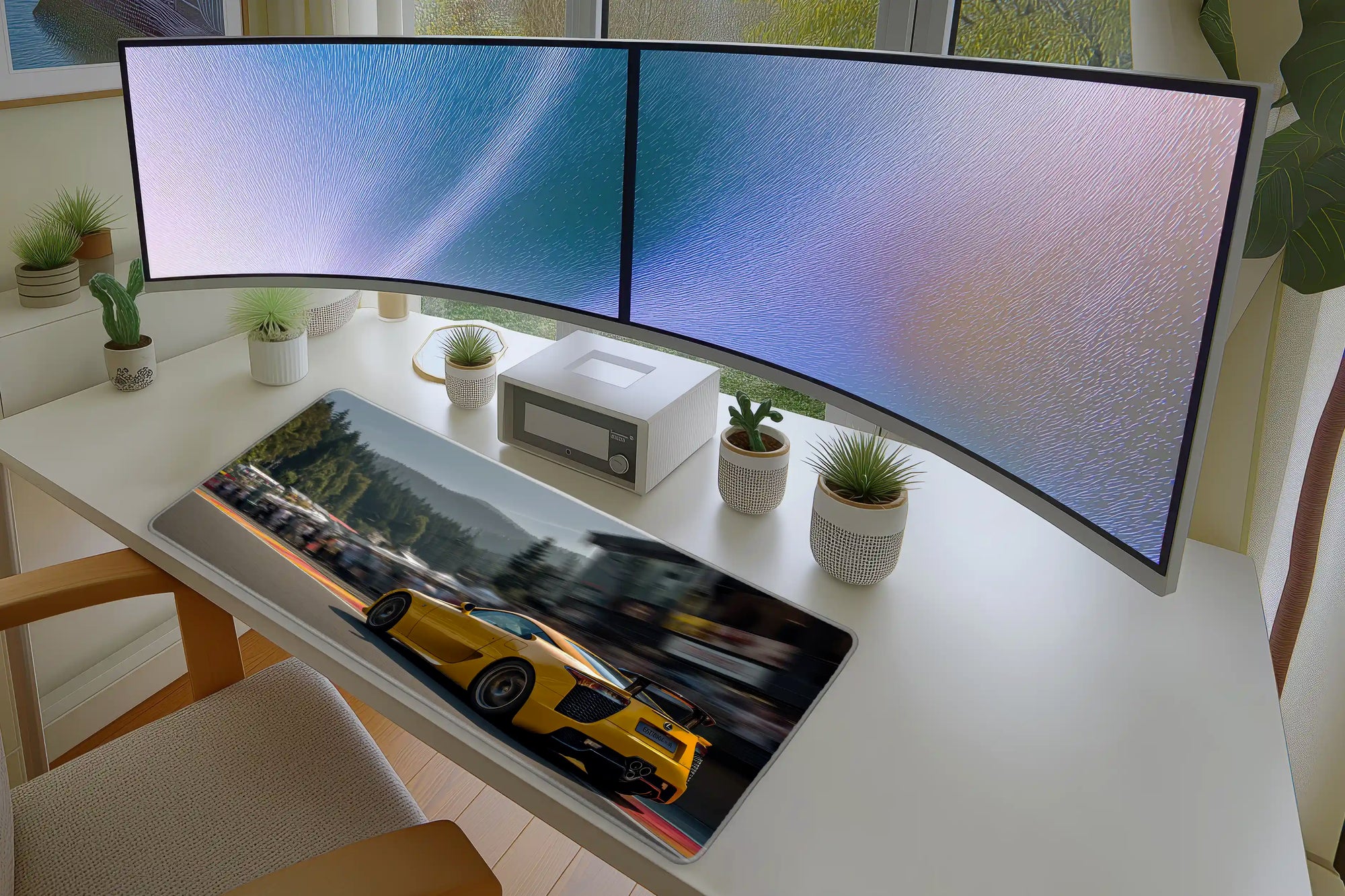 Yellow Supercar Racing Mousepad – Speed and Style Track Art