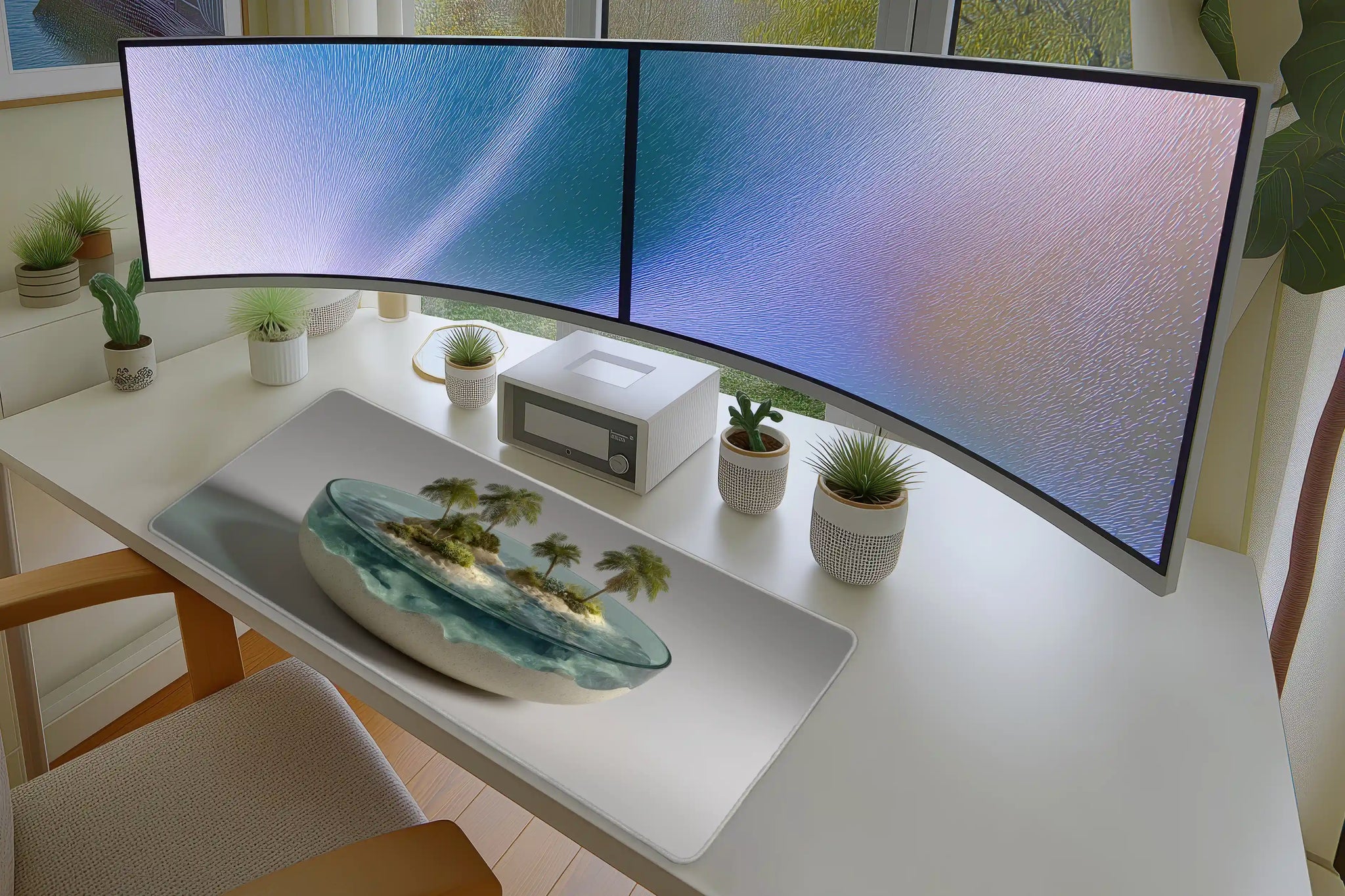 Tropical Island Mousepad – Mini Oasis in a Glass Bowl