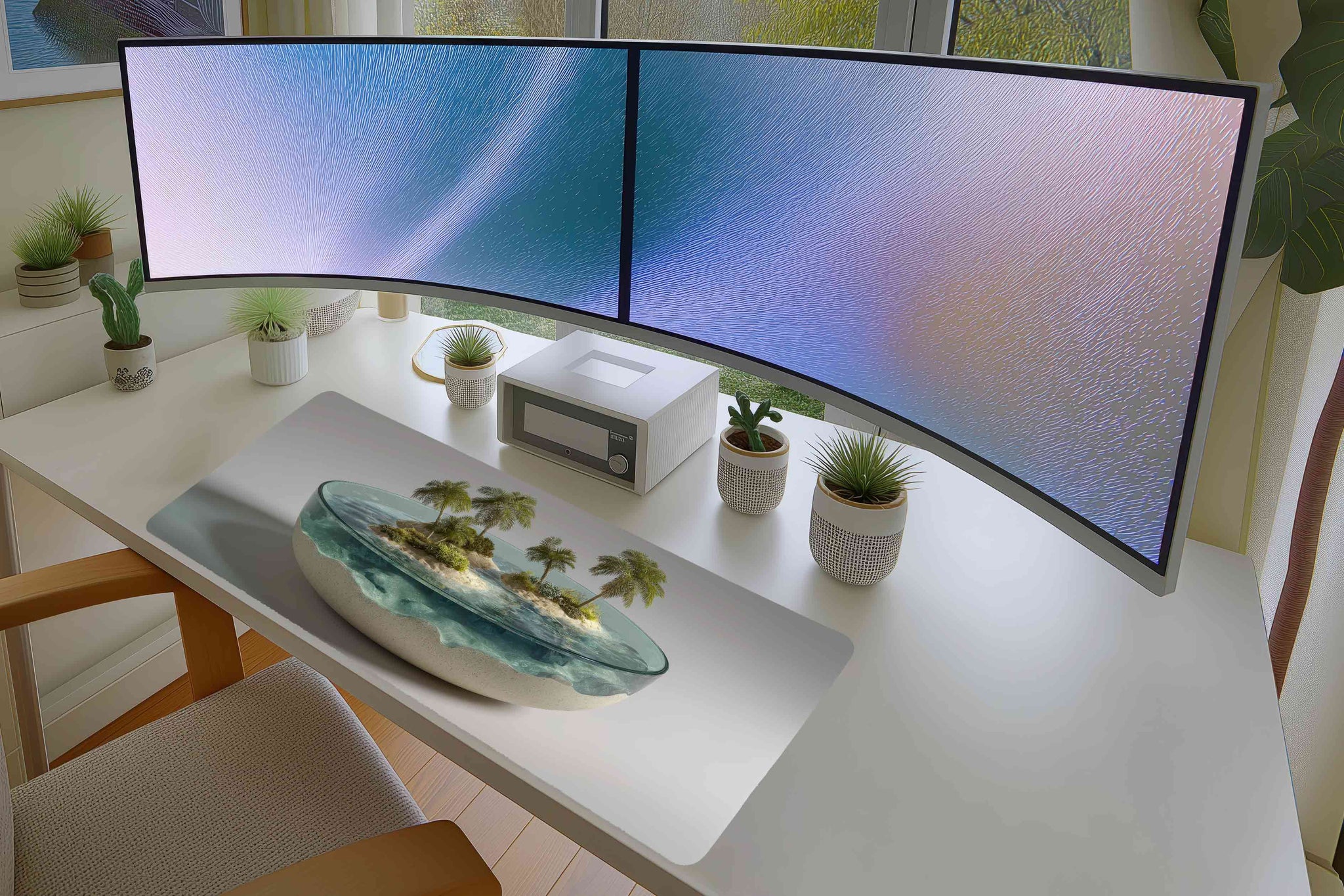 Tropical Island Mousepad – Mini Oasis in a Glass Bowl