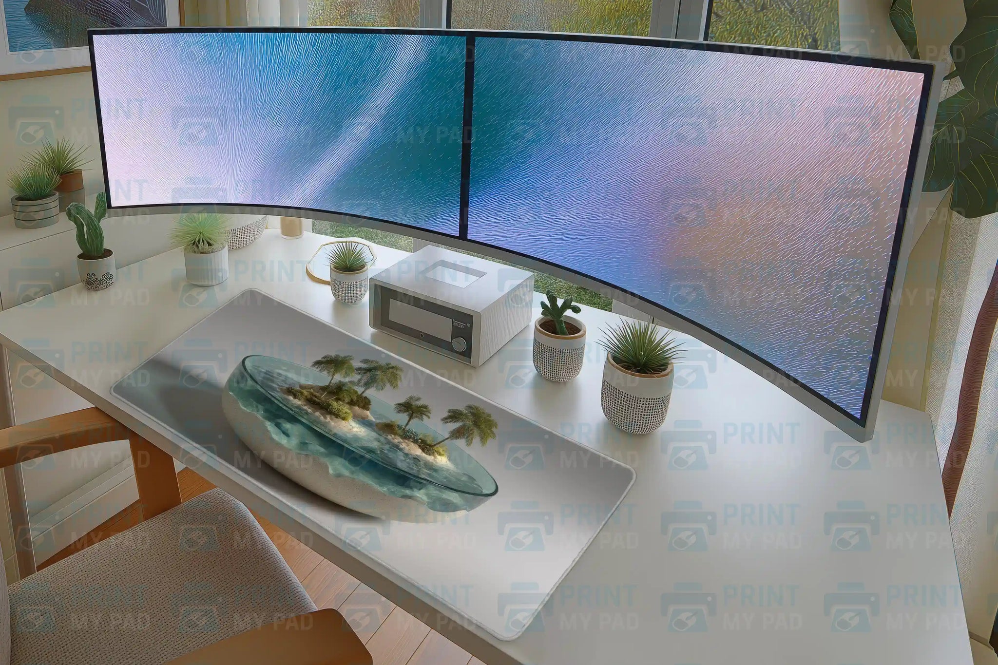 Tropical Island Mousepad – Mini Oasis in a Glass Bowl