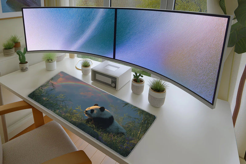 Panda Rainbow Forest Mousepad – Cute Wildlife Art Design