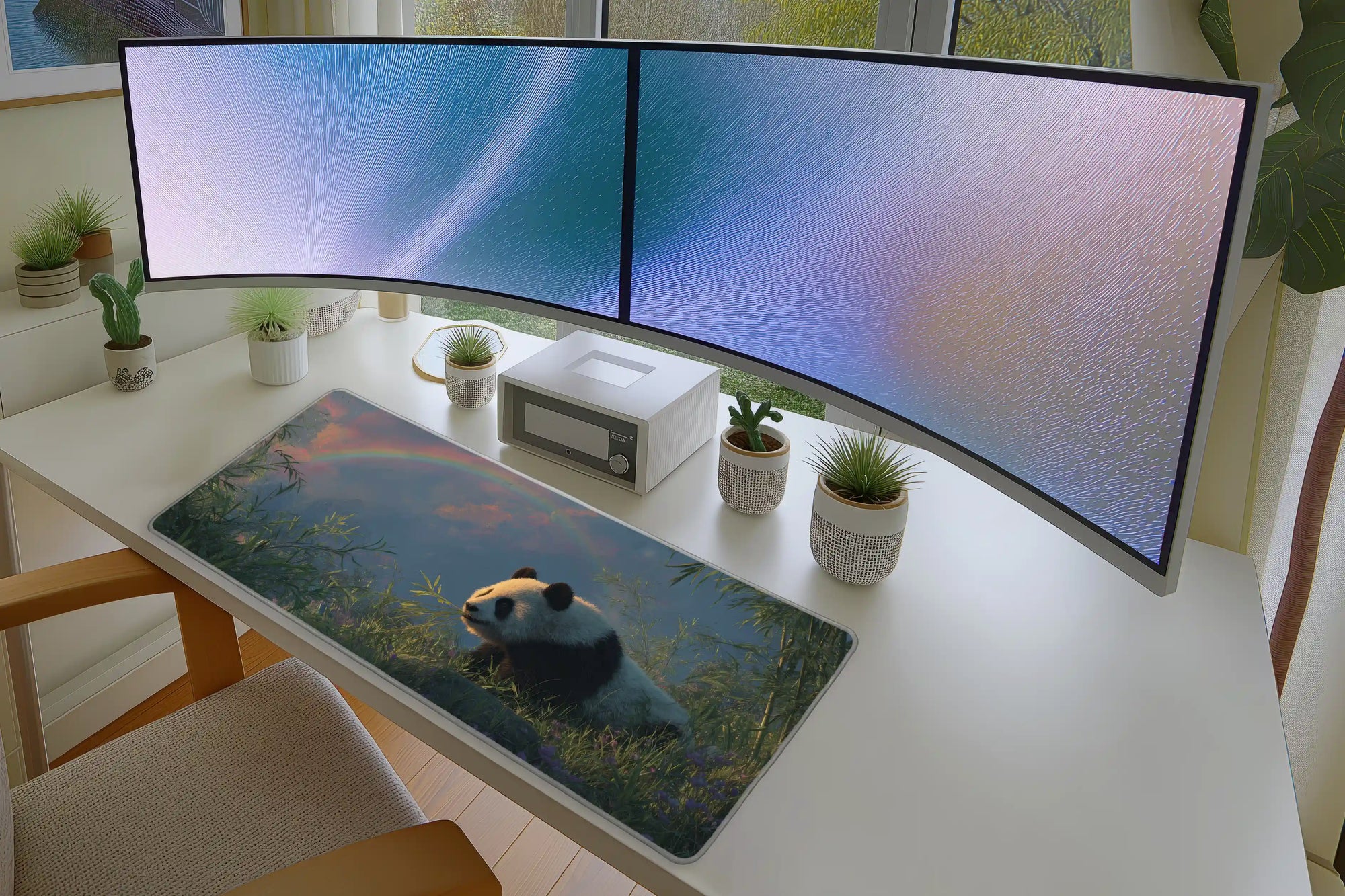 Panda Rainbow Forest Mousepad – Cute Wildlife Art Design