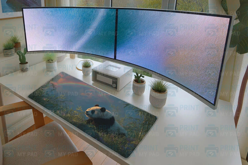 Panda Rainbow Forest Mousepad – Cute Wildlife Art Design