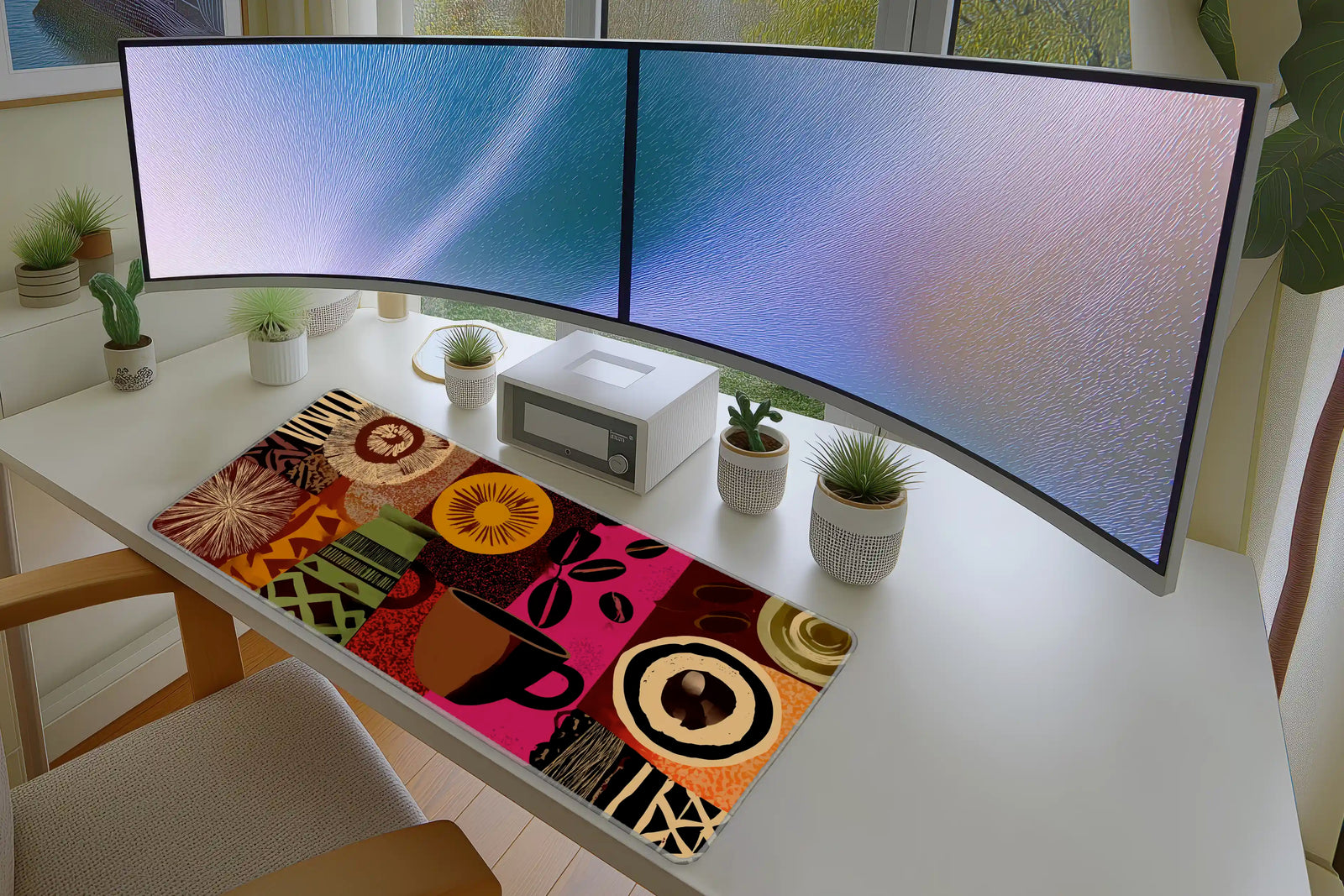 Retro Coffee Art Mousepad – Warm Abstract Café Design