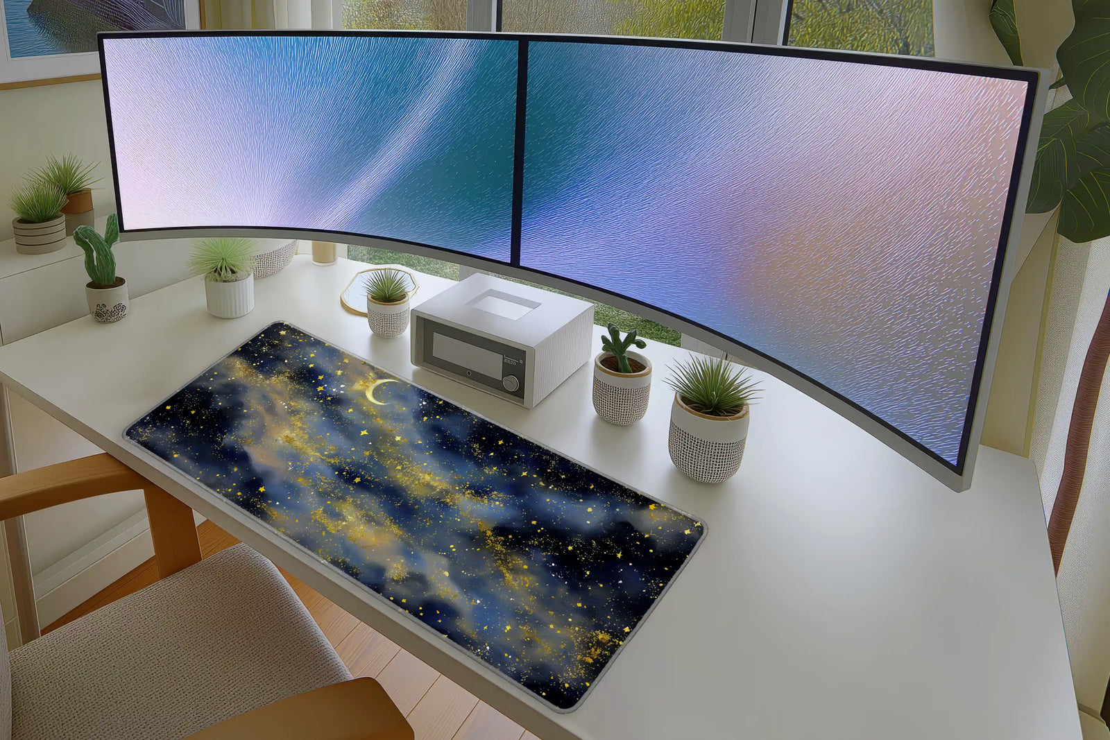 Celestial Night Sky Mousepad – Moon & Stars Galaxy Design