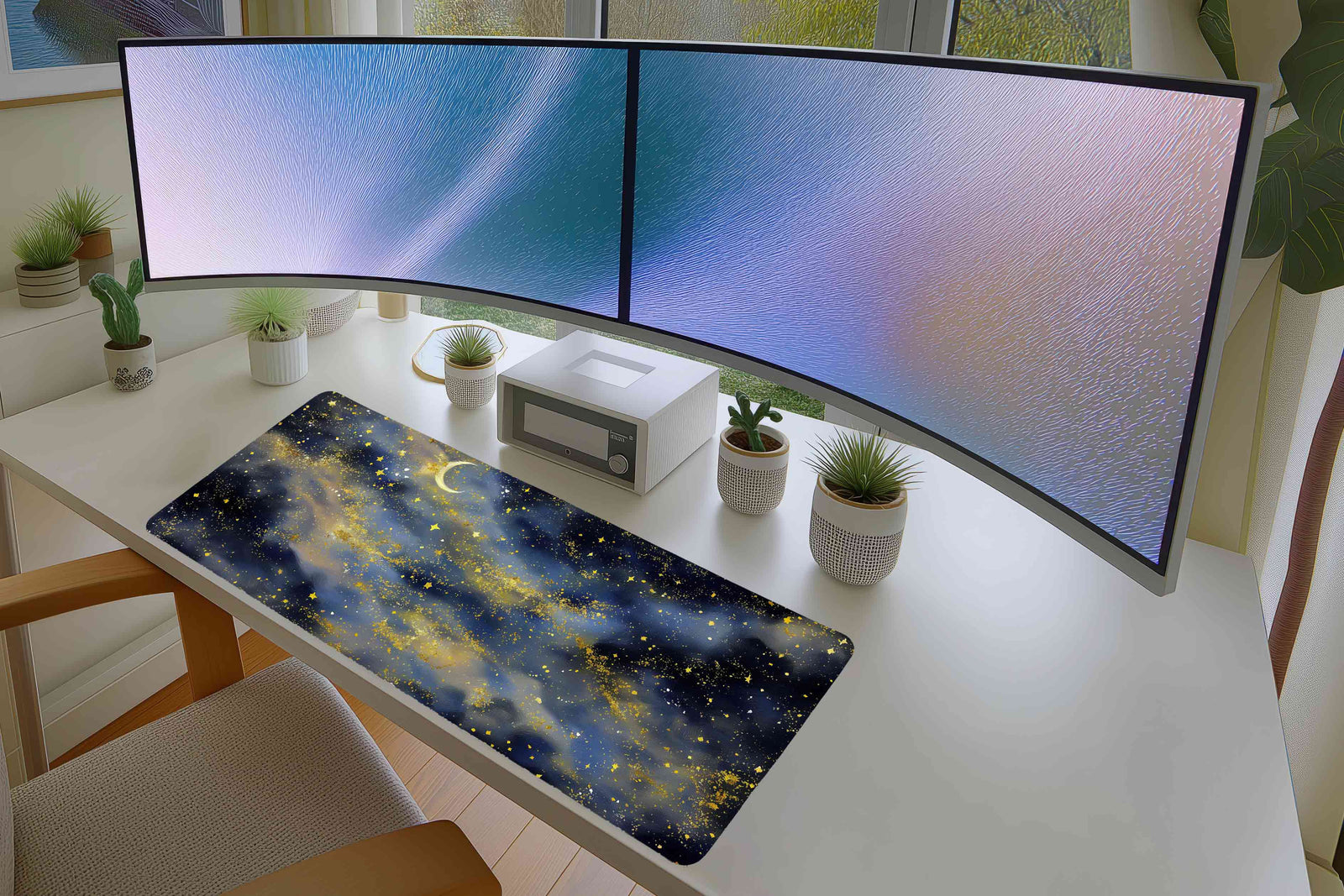 Celestial Night Sky Mousepad – Moon & Stars Galaxy Design