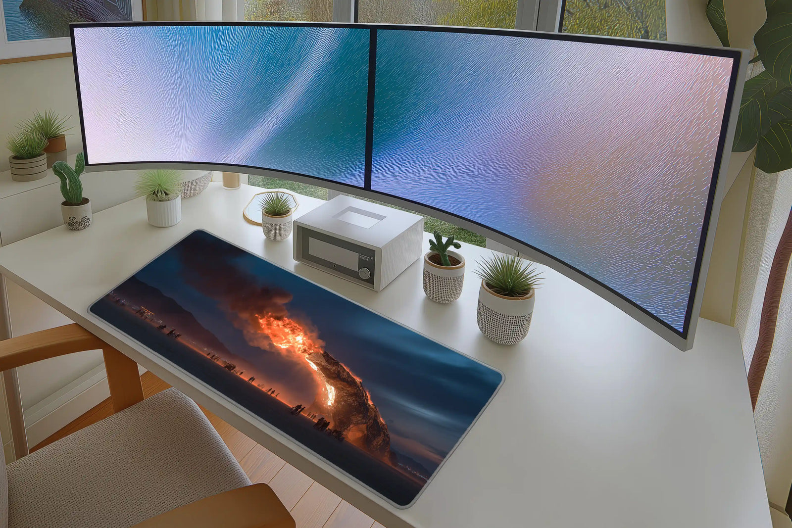 Fiery Desert Sculpture Nightscape Mousepad