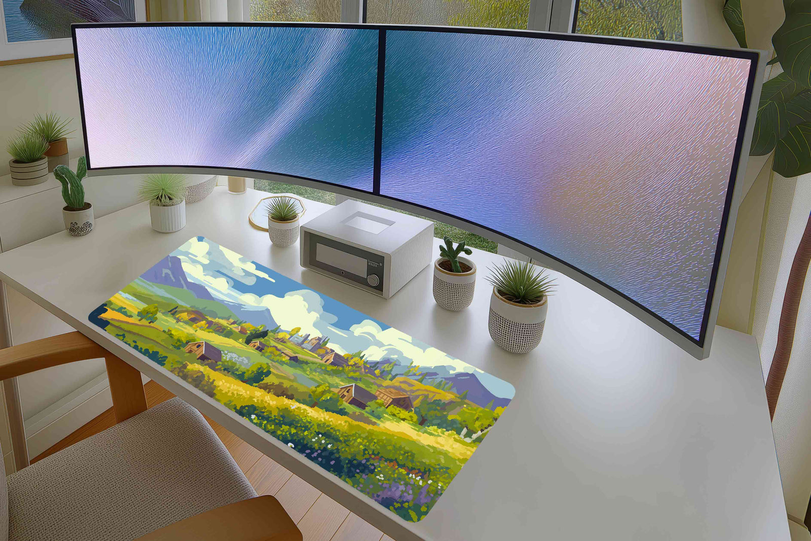 Peaceful Mountain Village Mousepad – Scenic Countryside View