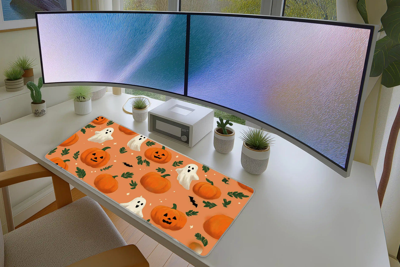 Cute Halloween Pumpkins and Ghosts Mousepad