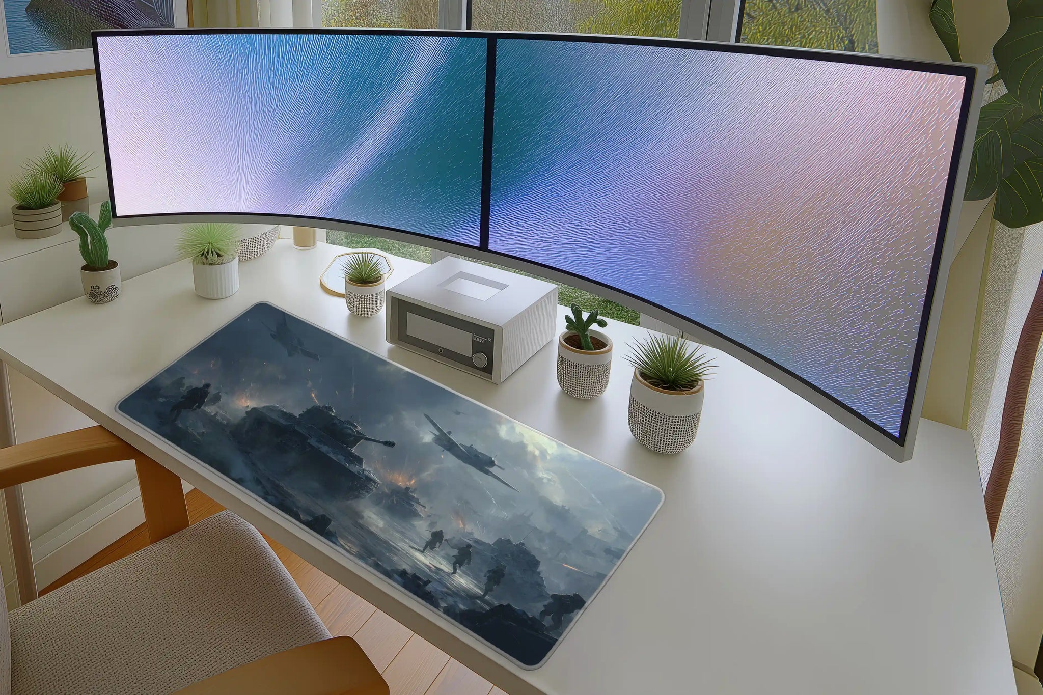 Epic Warfront Mousepad – Tanks, Soldiers & Aerial Battle Art