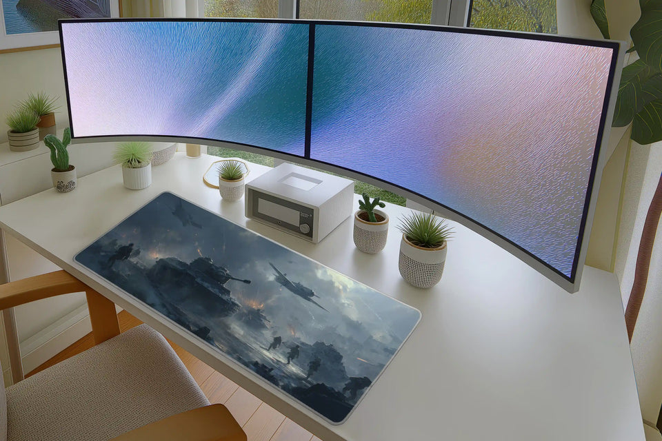 Epic Warfront Mousepad – Tanks, Soldiers & Aerial Battle Art