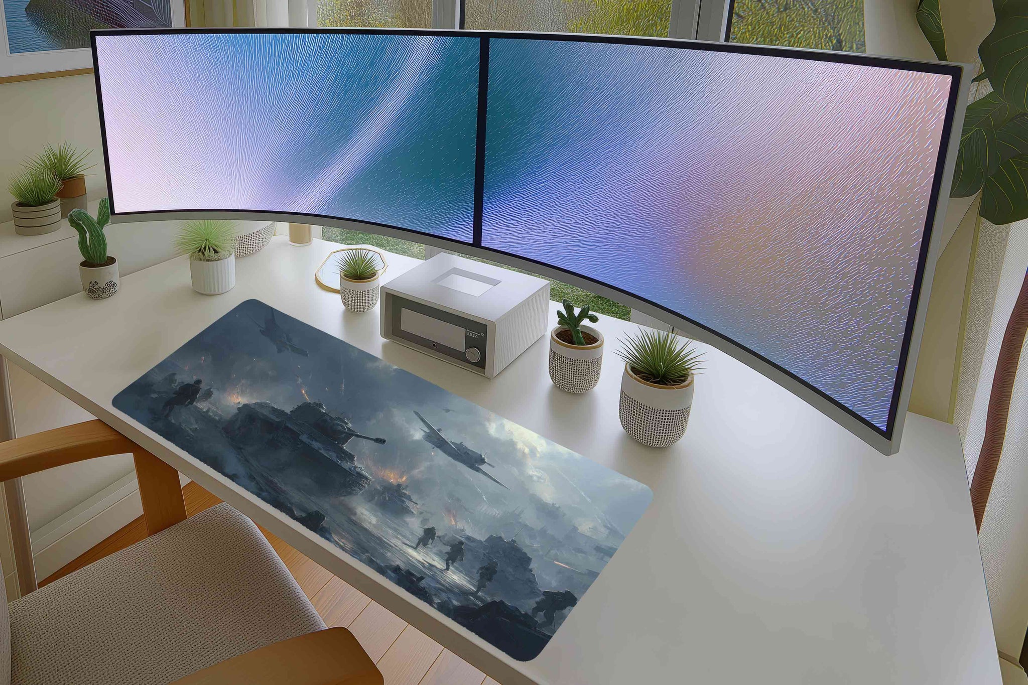 Epic Warfront Mousepad – Tanks, Soldiers & Aerial Battle Art