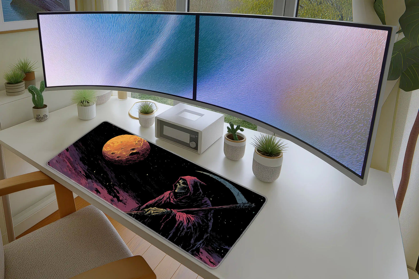 Grim Reaper in Space Mousepad – Dark Cosmic Skull Art