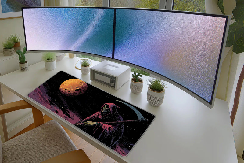 Grim Reaper in Space Mousepad – Dark Cosmic Skull Art