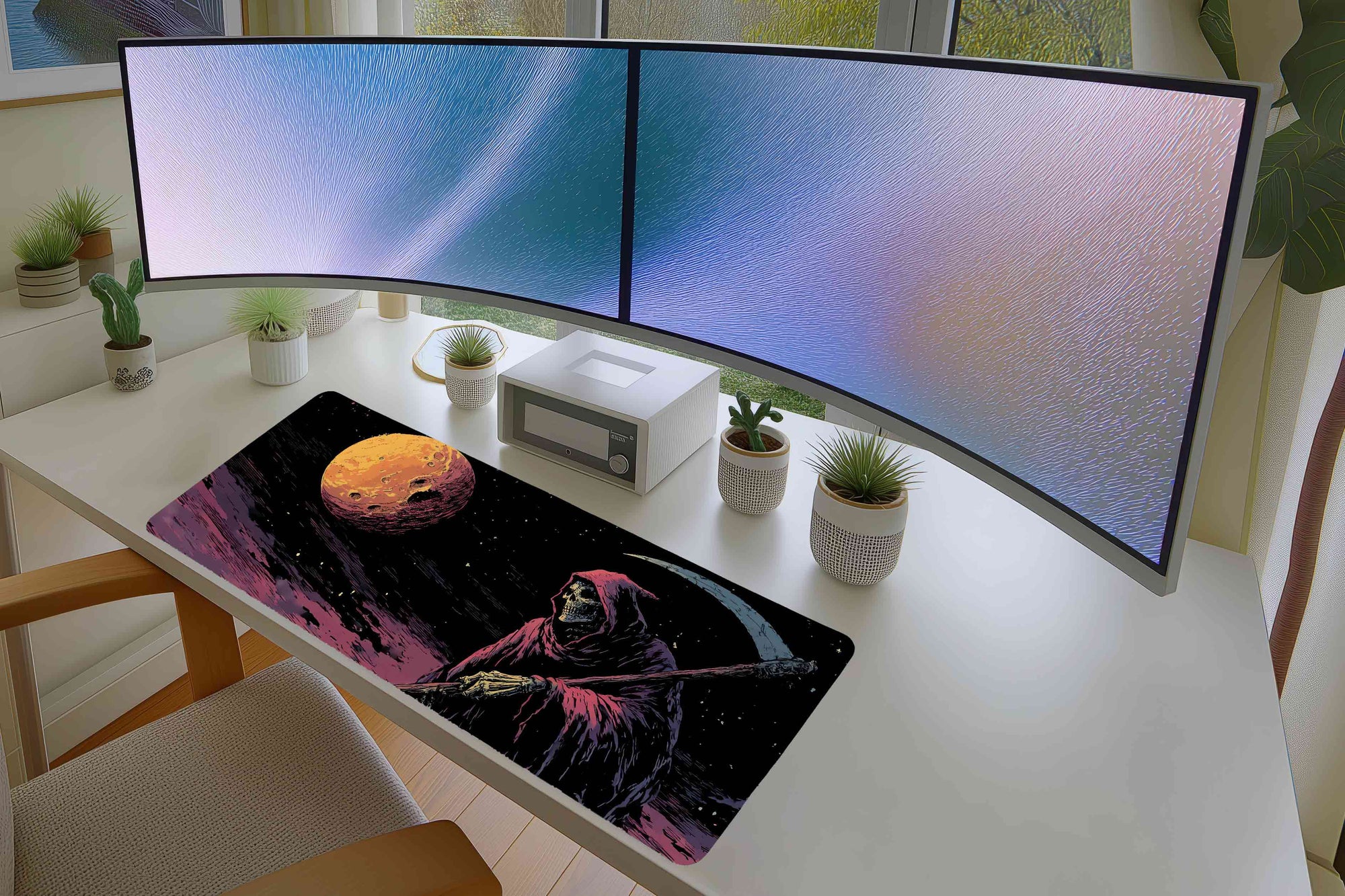 Grim Reaper in Space Mousepad – Dark Cosmic Skull Art