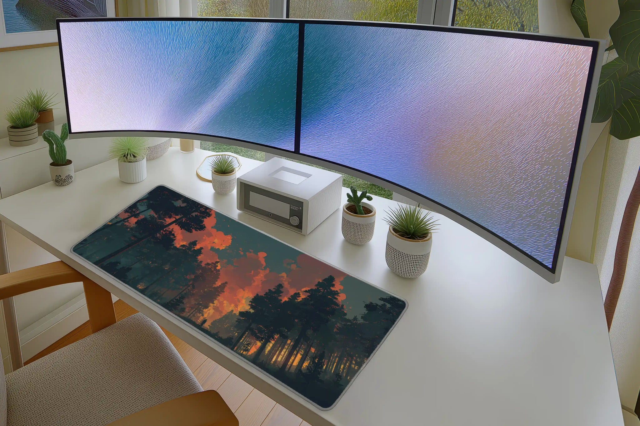 Sunset Forest Mousepad – Scenic Landscape Art for Desk Setup