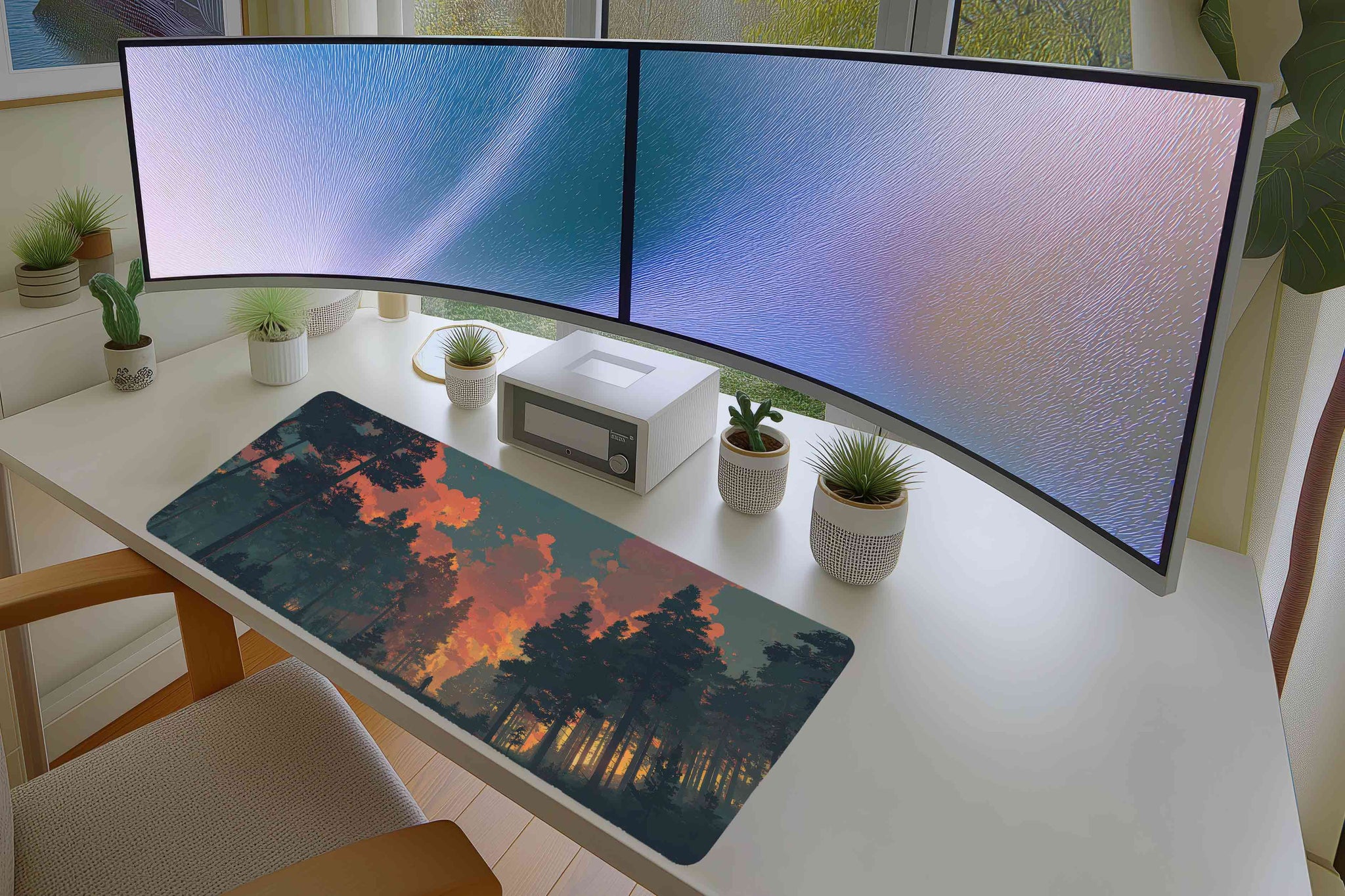 Sunset Forest Mousepad – Scenic Landscape Art for Desk Setup