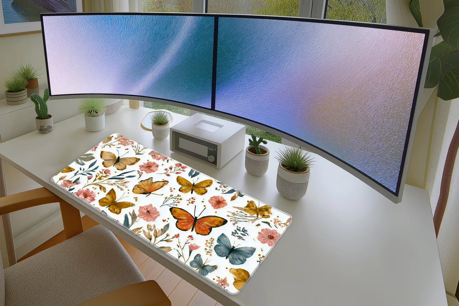 Butterfly Garden Mousepad – Floral Spring Aesthetic