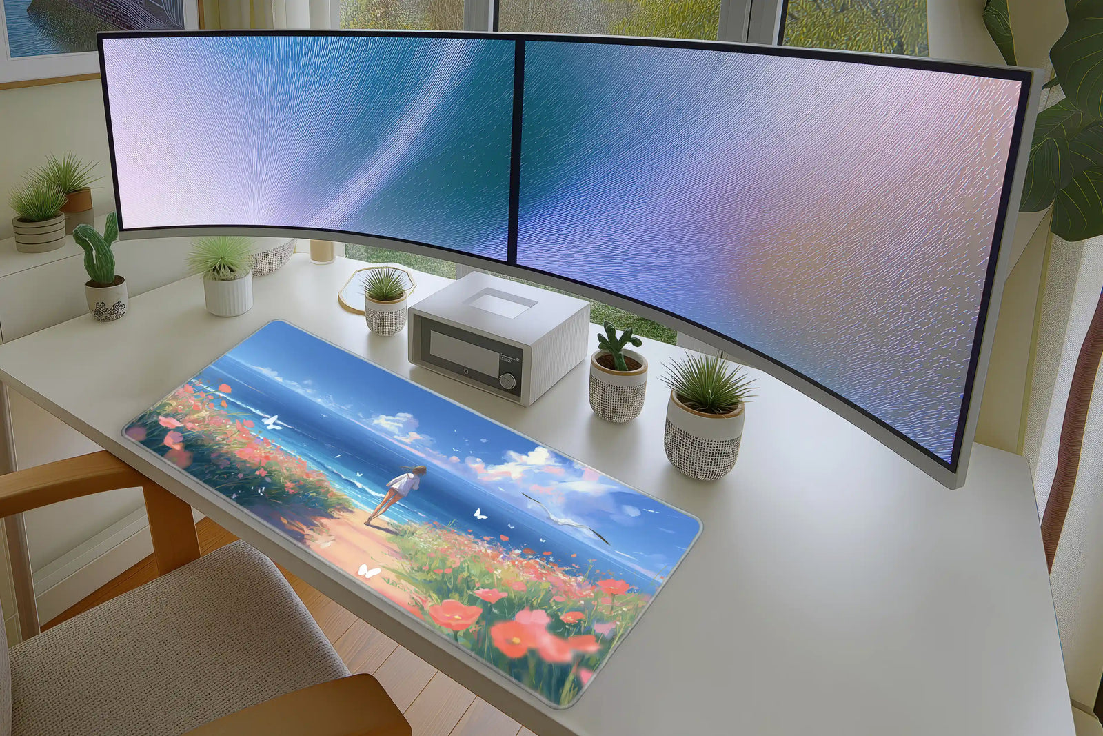 Girl Walking to the Ocean Anime Mousepad