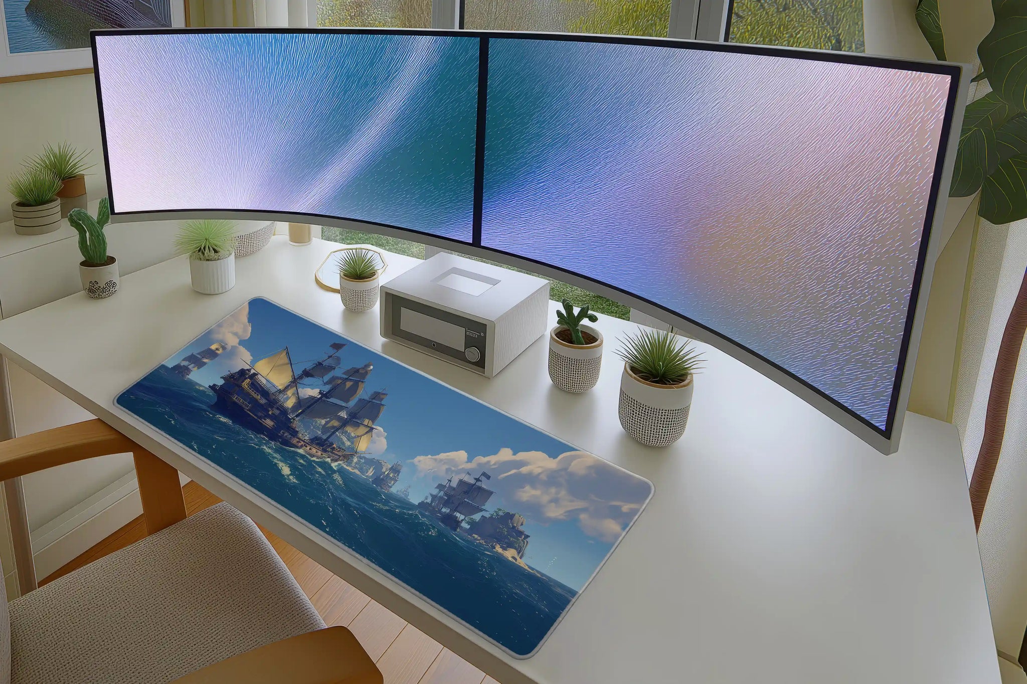 Epic Pirate Ship Mousepad – Stylized Ocean Battle Scene